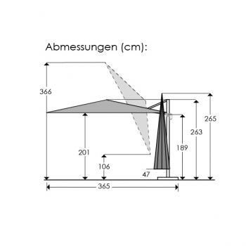 Schneider SET Ampelschirm Monaco 300x300cm Granitgrau + Schutzhülle + Ständer